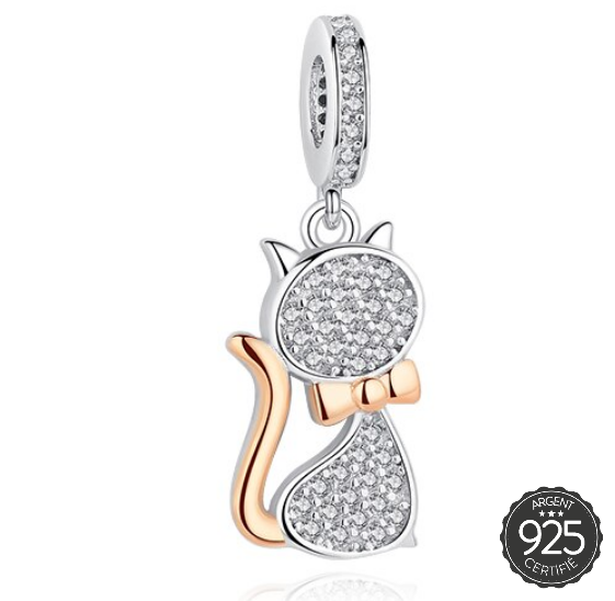 CHARM PENDANT CHAT BICOLORE