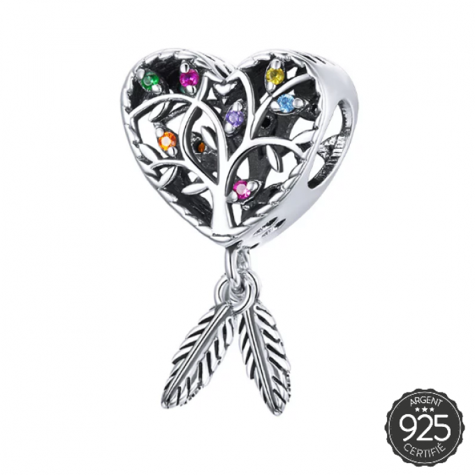 CHARM ATTRAPE REVES COEUR ARBRE DE VIE 