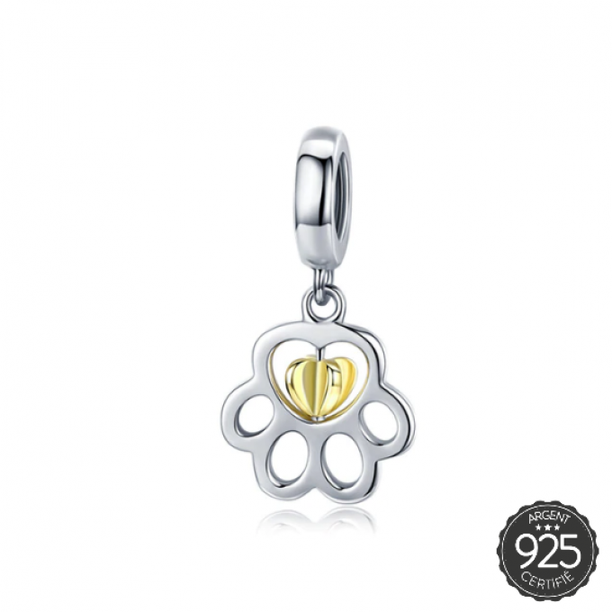 CHARM PENDANT BICOLORE COUSSINET ET PETIT COEUR