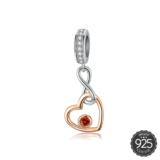 CHARM PENDANT BICOLORE INFINI ET COEUR