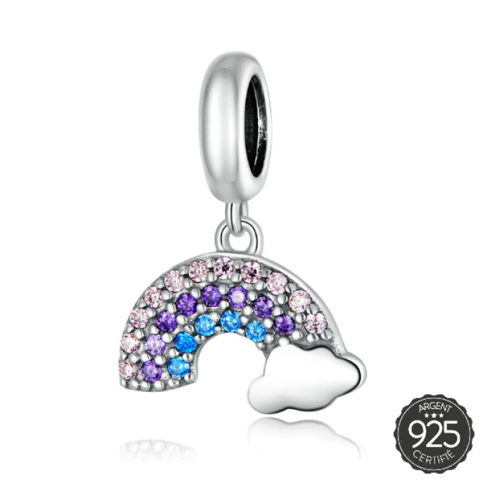 CHARM PENDANT ARC EN CIEL ET NUAGE